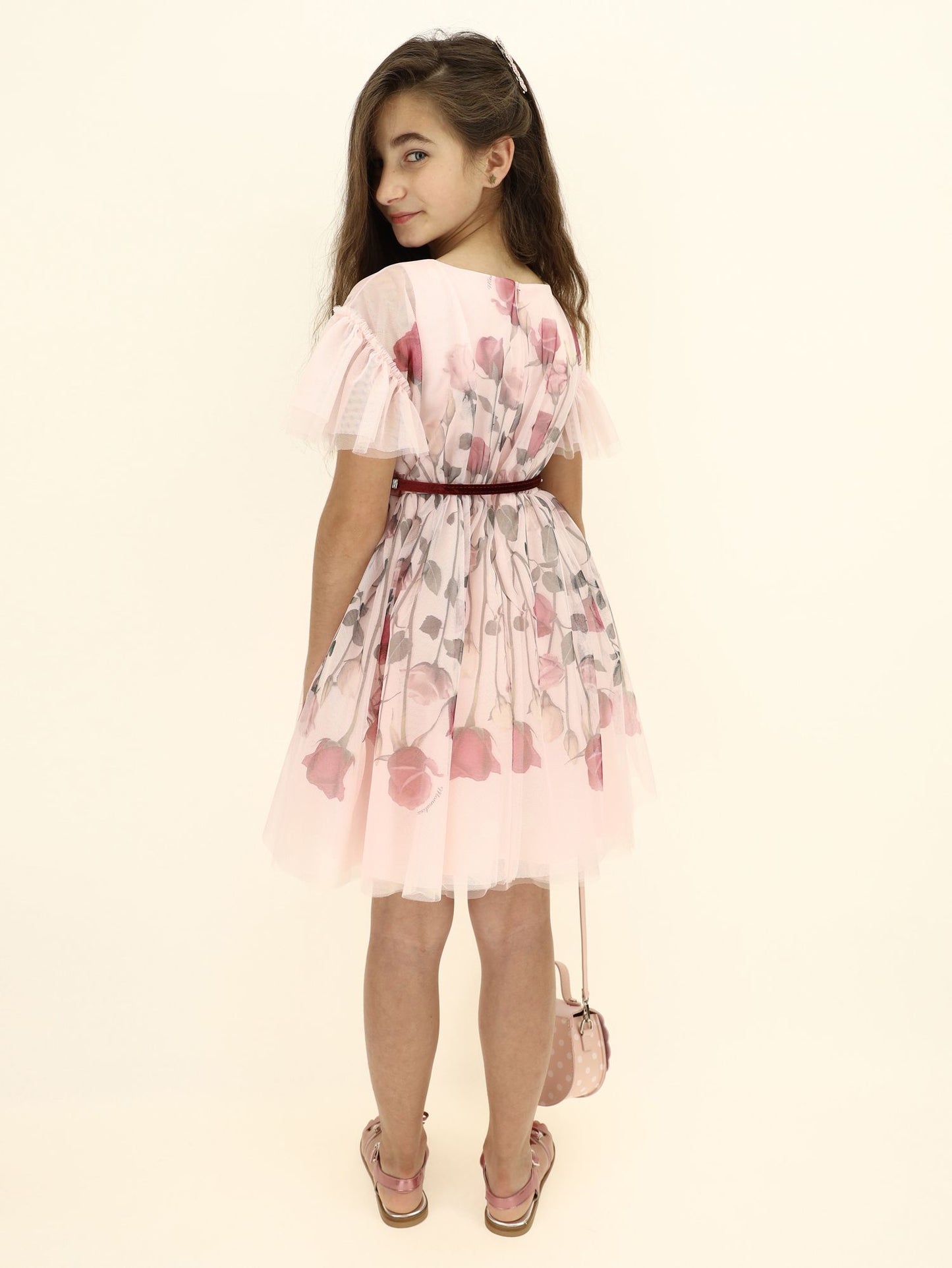 Abito tulle stampa rose