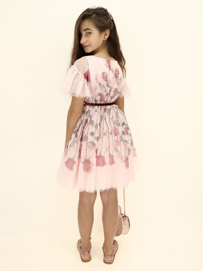 Abito tulle stampa rose