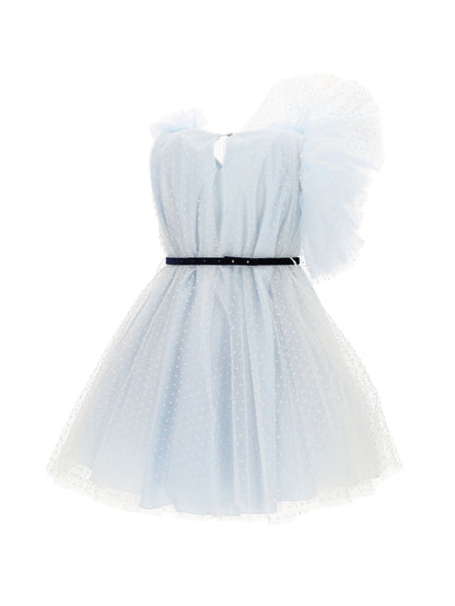 Abito in tulle flock monospalla