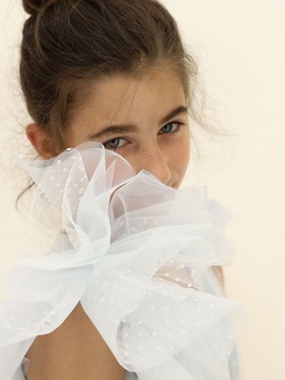 Abito in tulle flock monospalla