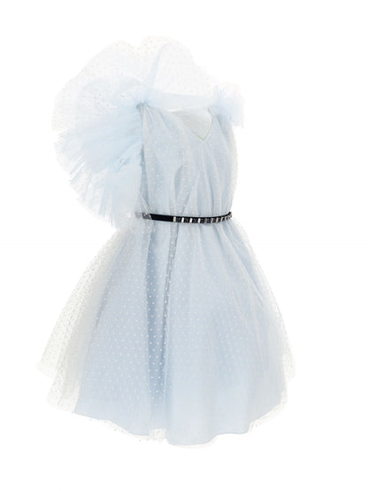 Abito in tulle flock monospalla