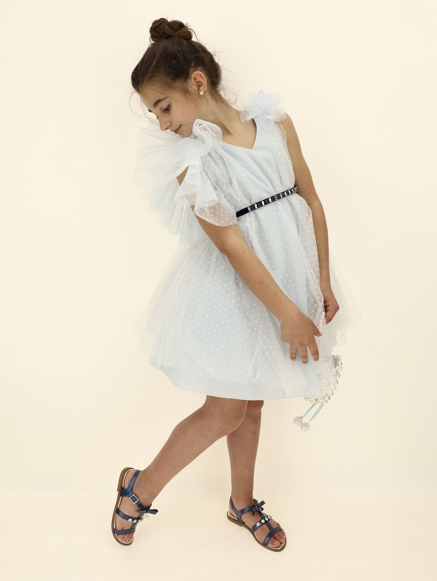 Abito in tulle flock monospalla