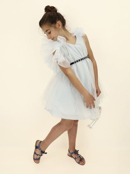 Abito in tulle flock monospalla