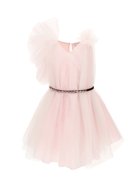 One-shoulder flock tulle dress