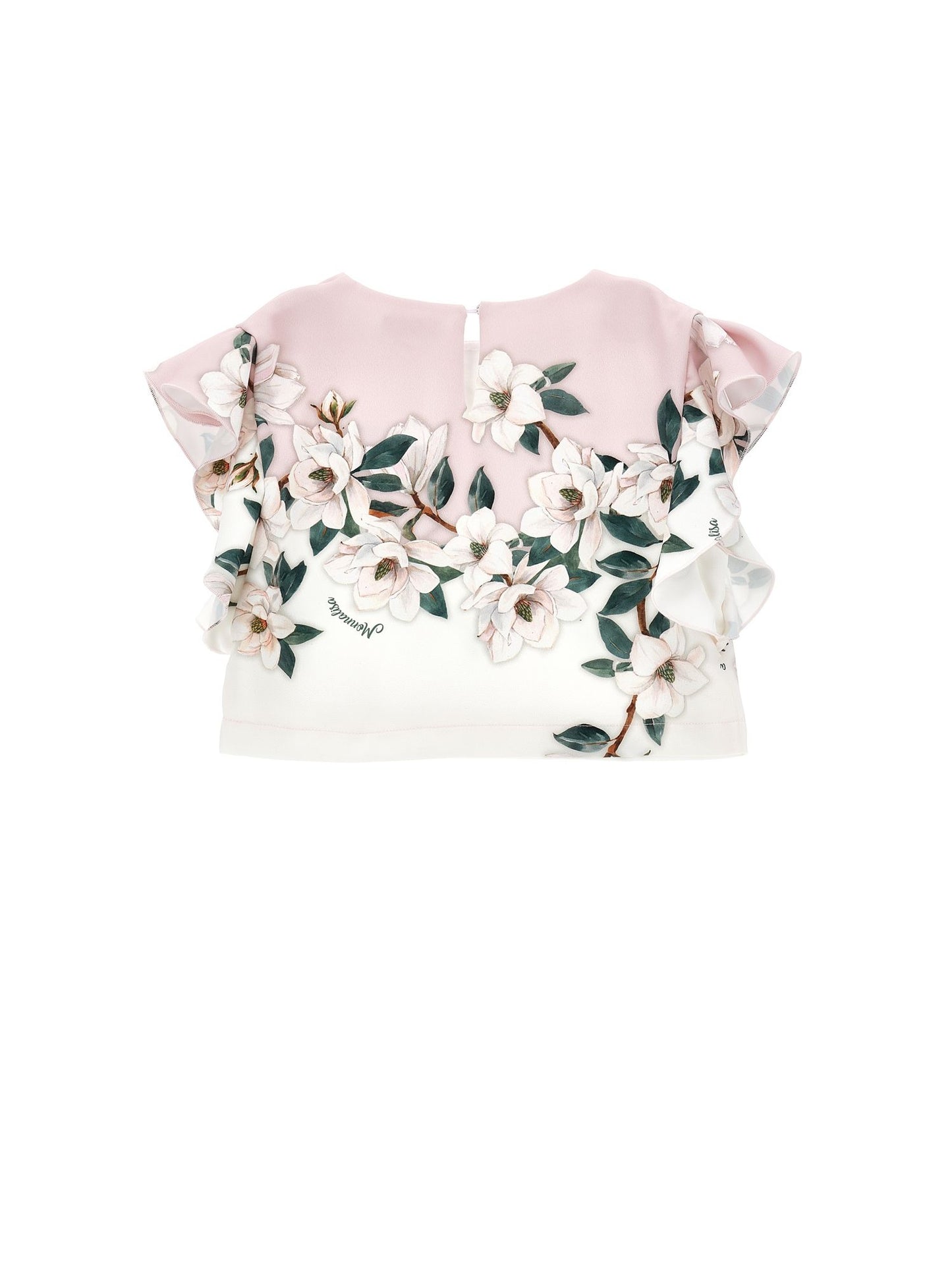 Magnolia print cropped top
