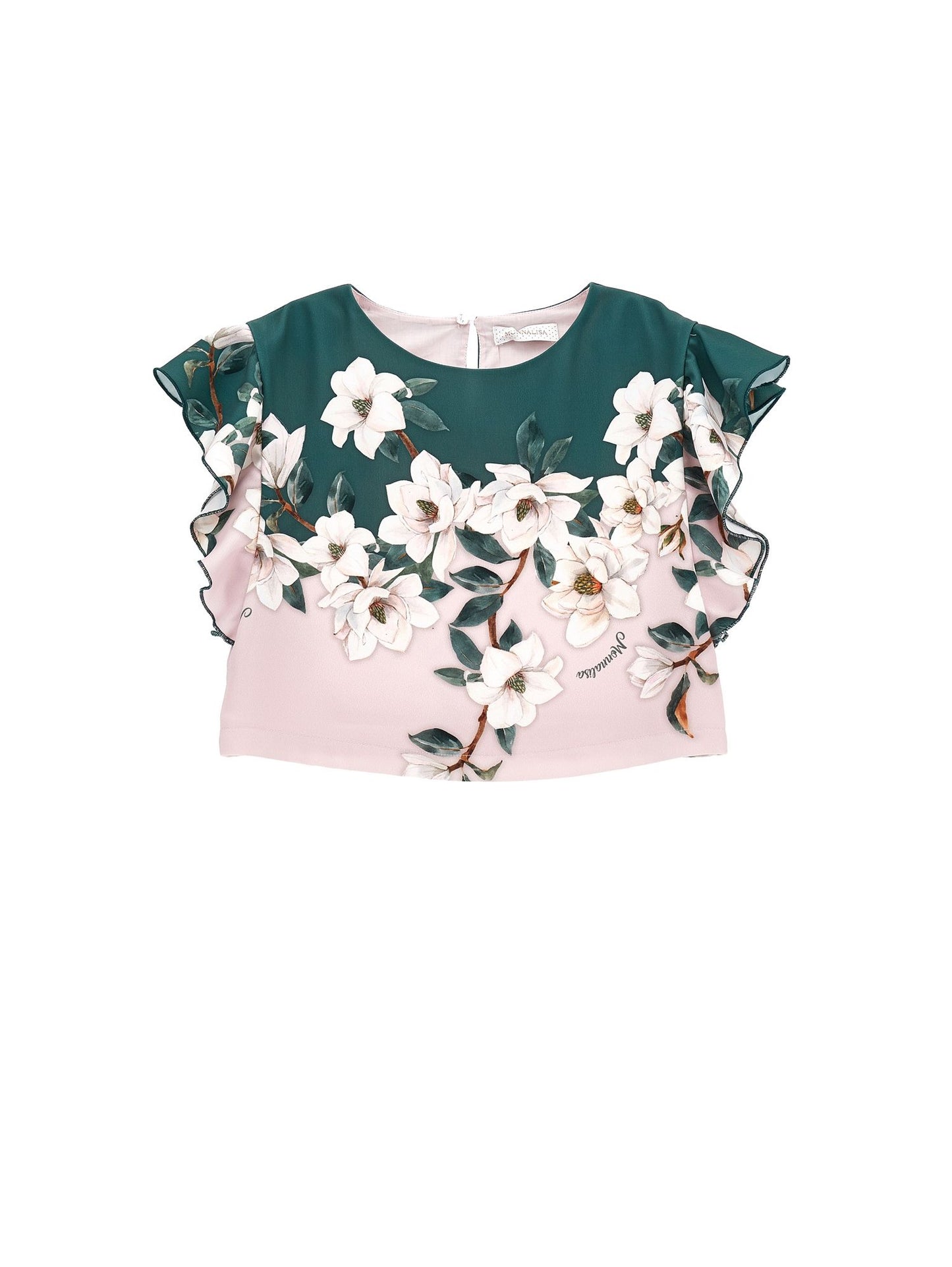 Magnolia print cropped top