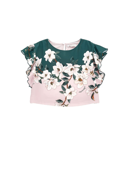 Magnolia print cropped top