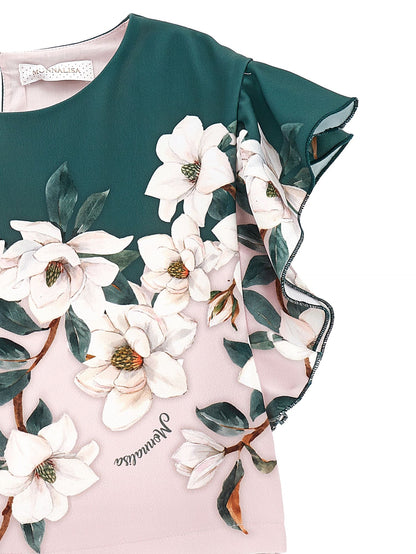 Magnolia print cropped top