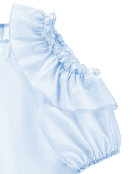Lightweight poplin top with ruffles