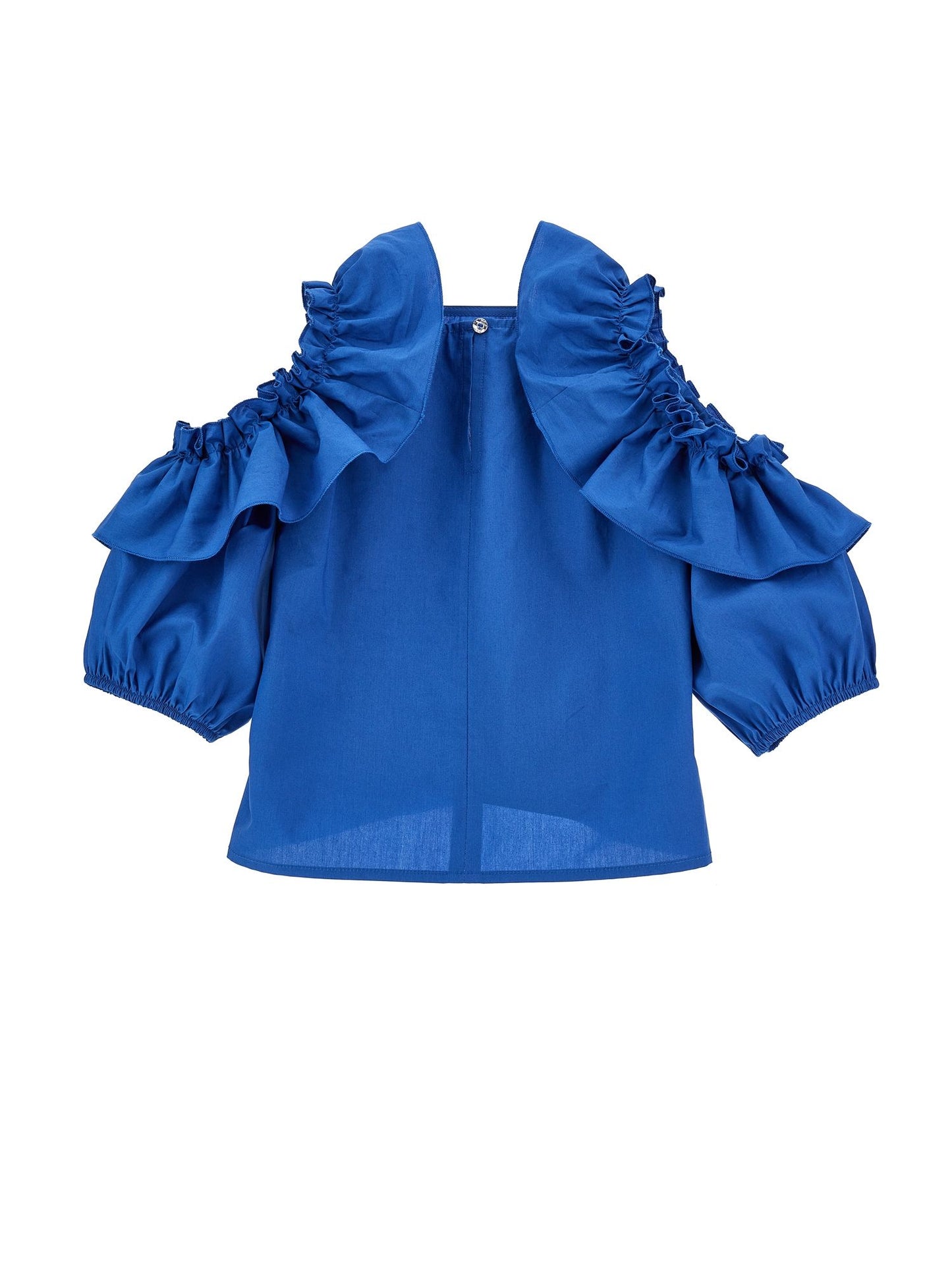 Lightweight poplin top with ruffles