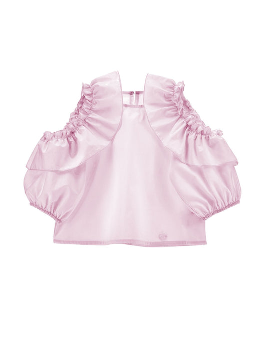 Lightweight poplin top with ruffles