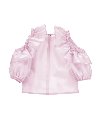 Lightweight poplin top with ruffles