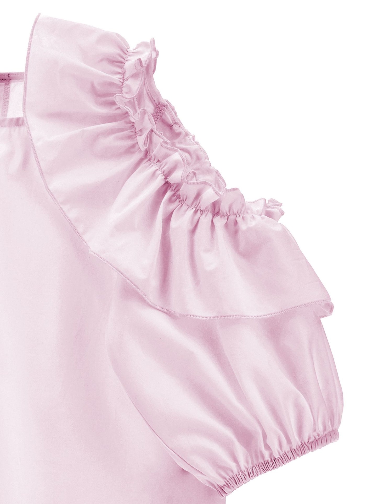 Lightweight poplin top with ruffles