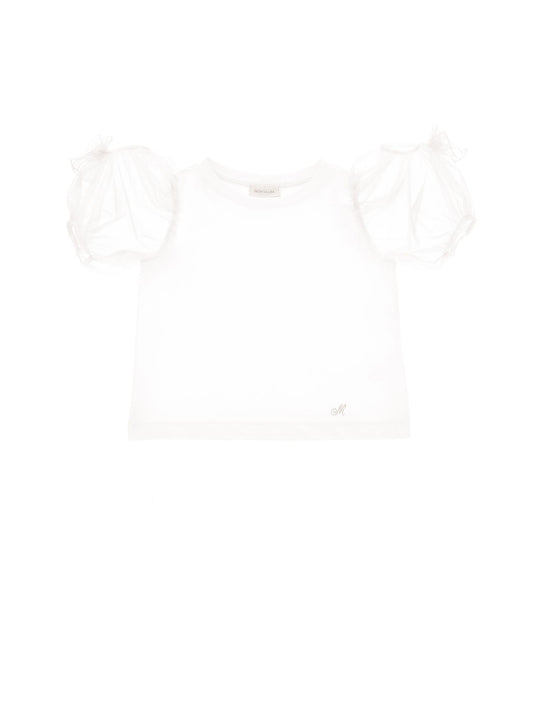 Jersey T-shirt with balloon sleeves