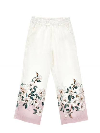 Magnolia print palazzo trousers