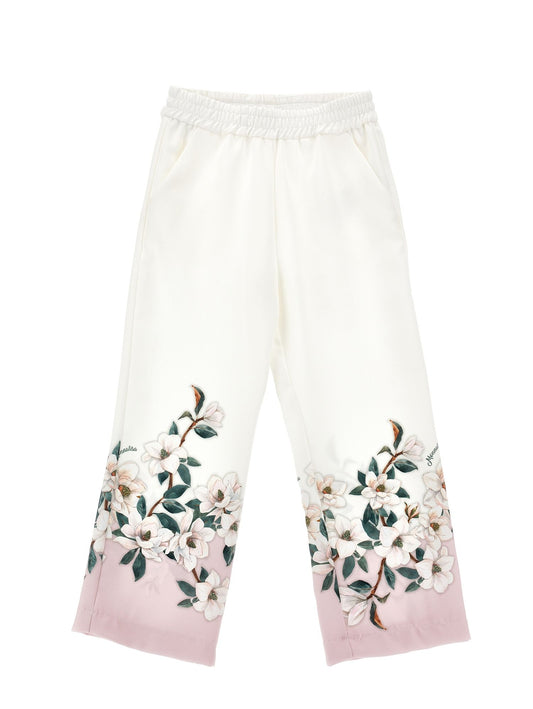 Magnolia print palazzo trousers