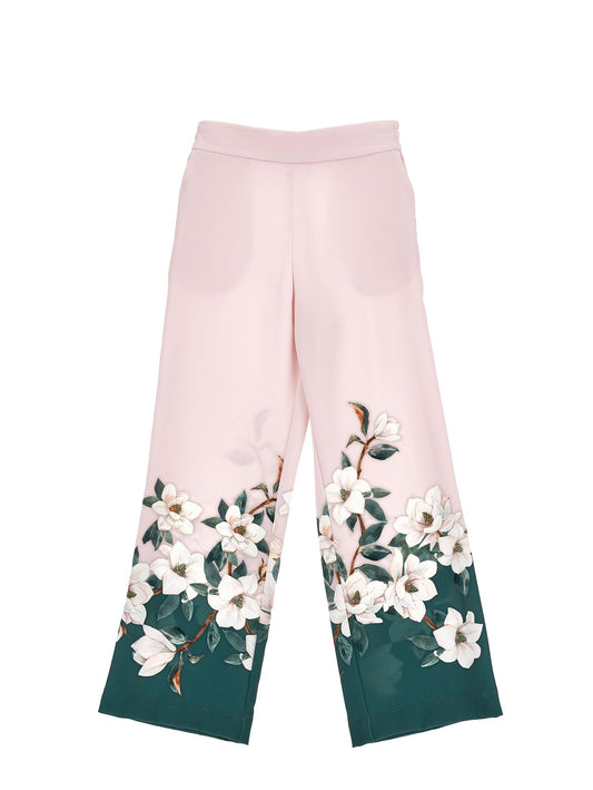 Magnolia print palazzo trousers