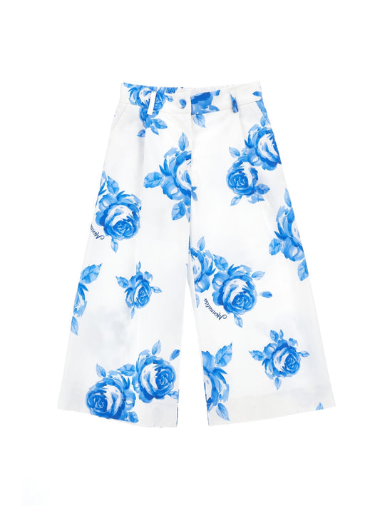 Cropped palazzo trousers with rose print