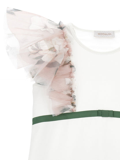 Jersey T-shirt with floral galettes