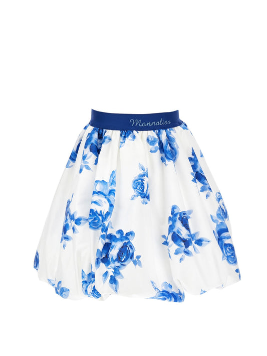 Cotton balloon skirt with roses