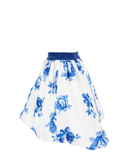 Cotton balloon skirt with roses