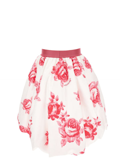 Cotton balloon skirt with roses