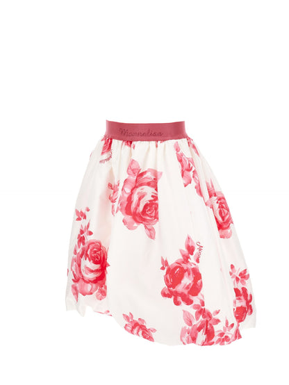 Cotton balloon skirt with roses