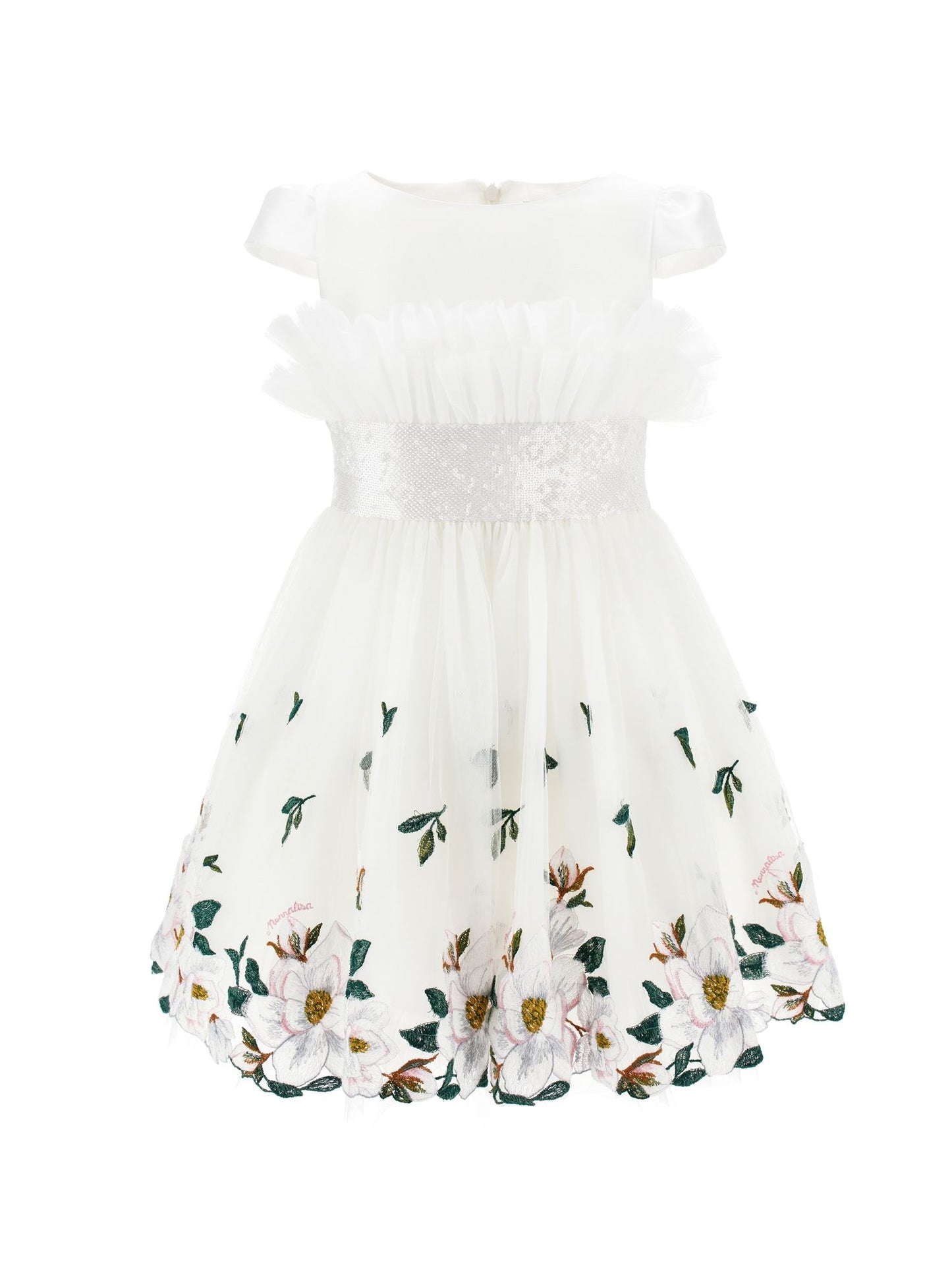 Abito in tulle ricamo magnolia