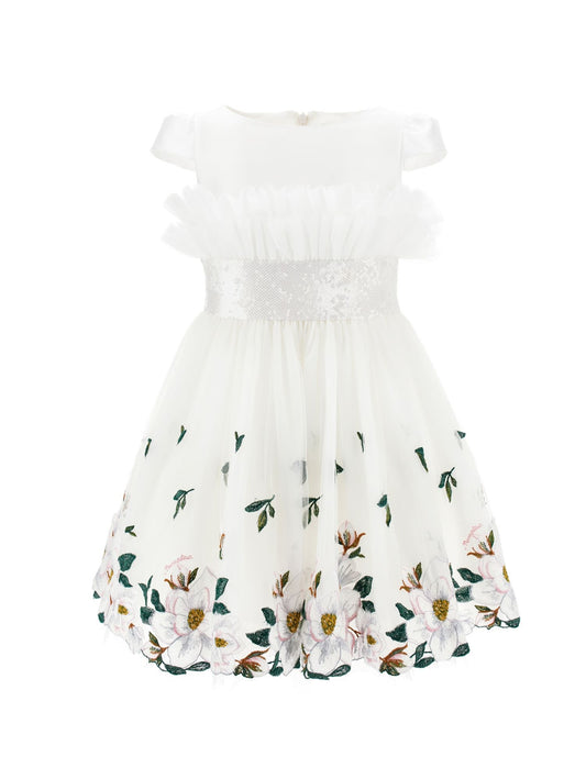 Abito in tulle ricamo magnolia