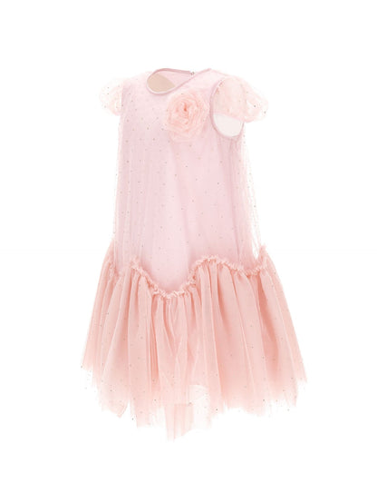 Abito tulle con balze a guglia