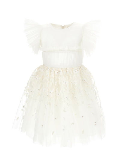 Abito tulle ricamo foglioline