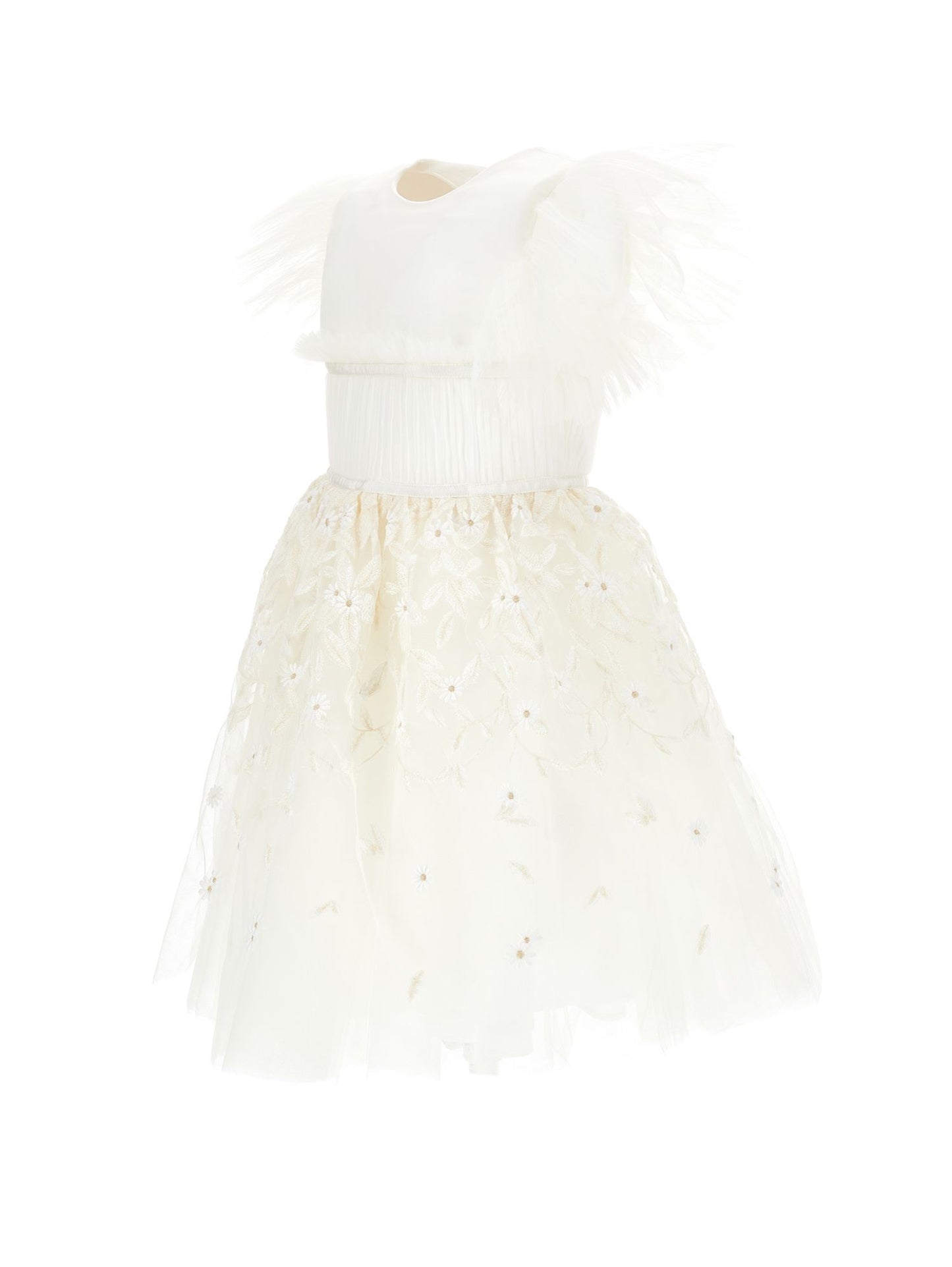 Abito tulle ricamo foglioline