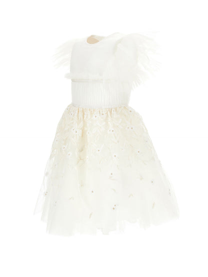 Abito tulle ricamo foglioline