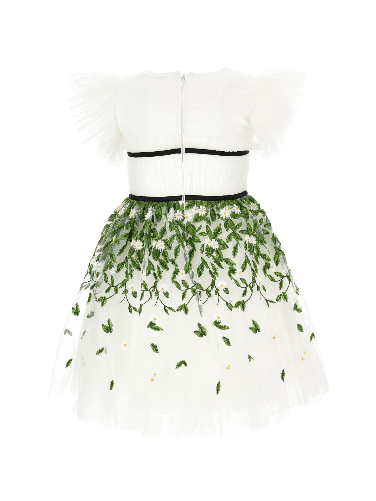 Abito tulle ricamo foglioline
