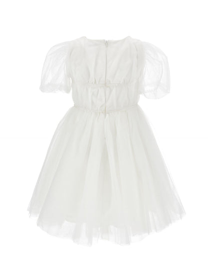 Abito tulle mano seta con nastri