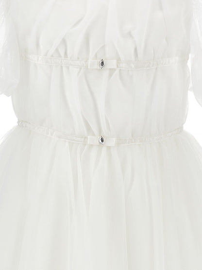 Abito tulle mano seta con nastri