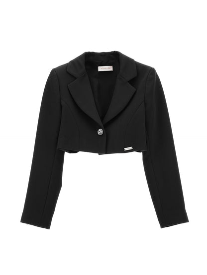 Short cool wool jacket with jewel button