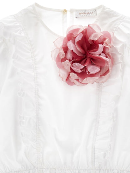Poplin top with maxi rose