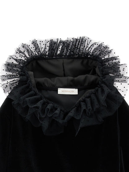 Chenille sweatshirt with tulle hood