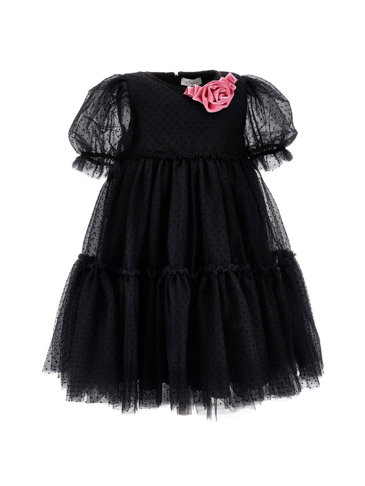 Abito tulle con dettagli velluto