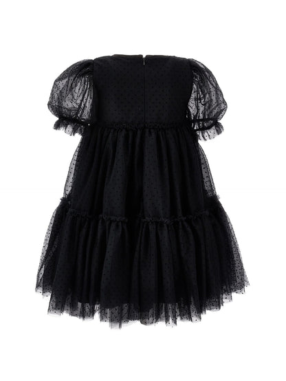 Abito tulle con dettagli velluto