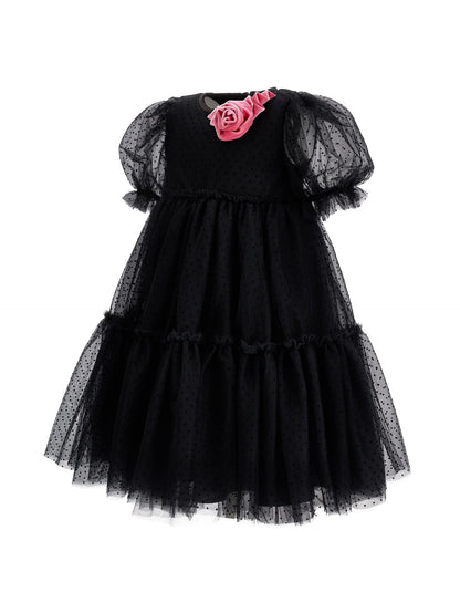 Abito tulle con dettagli velluto