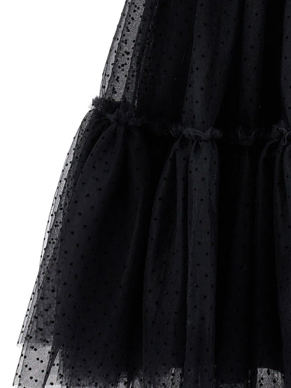 Abito tulle con dettagli velluto