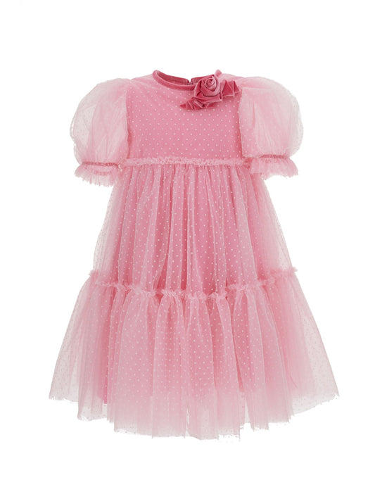 Abito tulle con dettagli velluto