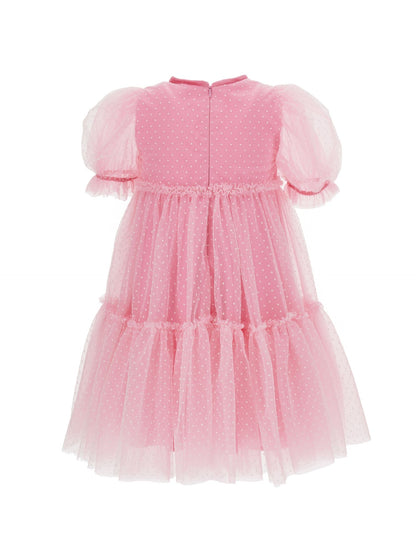 Abito tulle con dettagli velluto