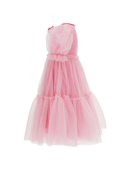 Abito tulle con dettagli velluto