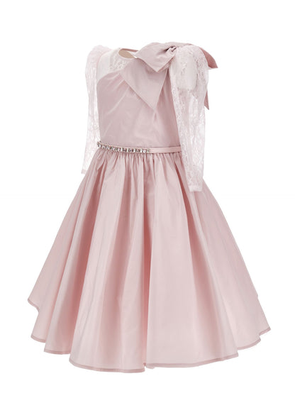 Abito taffeta con maniche in pizzo