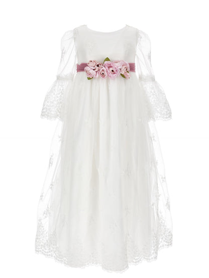 Langes Kleid aus bestickter Tüllspitze