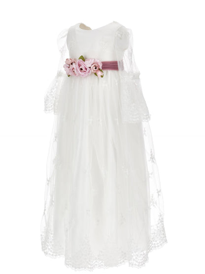 Langes Kleid aus bestickter Tüllspitze