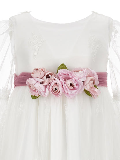 Langes Kleid aus bestickter Tüllspitze